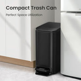 Small Bathroom Trash Can with Lid Soft Close, Step Pedal, 6 Liter / 1.6 Gallon Stainless Steel Garbage Can with Removable Inner Bucket, Anti-Fingerprint Finish (Matt Black)