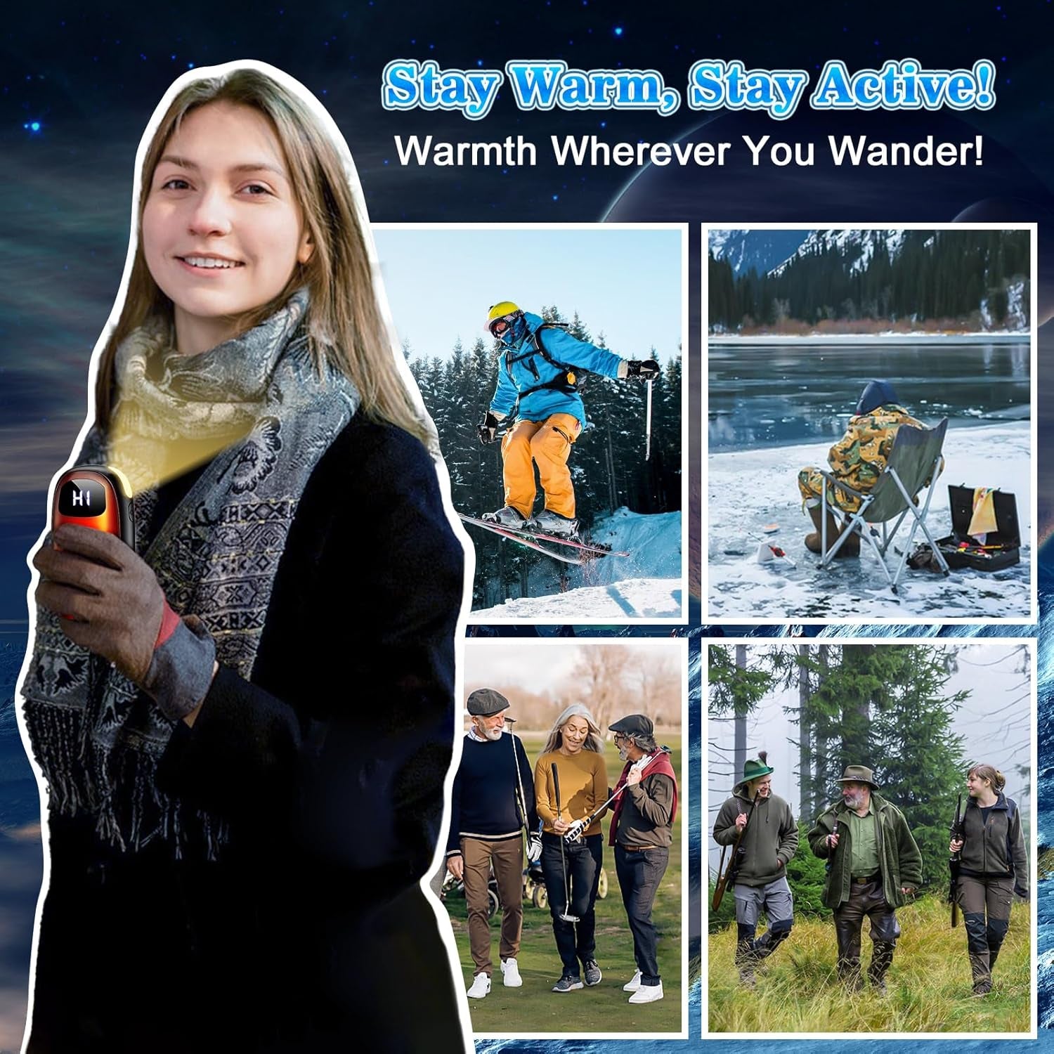 Hand Warmers Rechargeable 2 Pack - Electric Dual-Sided Heating Hand Warmers Max 131β, 20Hrs Battery Operated Pocket Heater for Raynauds, Golf, Camping, Hunting Essentials, Gifts for Men Women