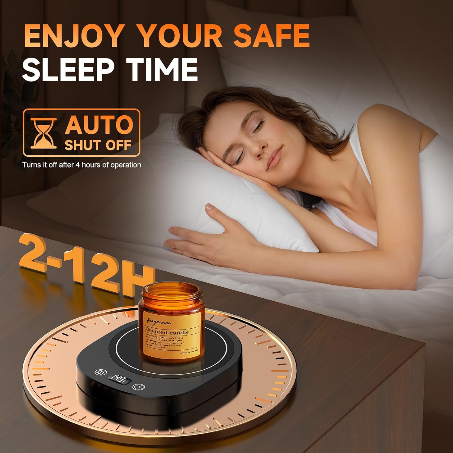 Fast Heating Mug Warmer, LED Display 3 Temperature Settings & 2-12H Timer Candle Wax Warmer, Smart Safety Auto Shut-Off Coffee Cup Warmer Heater Plate for Chocolate Coffee Tea Milk Candle, Black