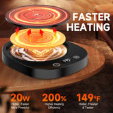 Fast Heating Mug Warmer, LED Display 3 Temperature Settings & 2-12H Timer Candle Wax Warmer, Smart Safety Auto Shut-Off Coffee Cup Warmer Heater Plate for Chocolate Coffee Tea Milk Candle, Black