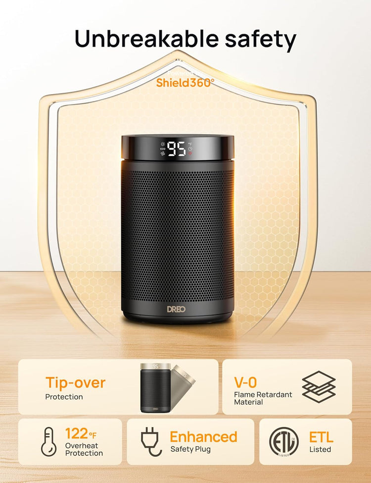 Space Heater, Portable Electric Heaters for Indoor Use with Thermostat