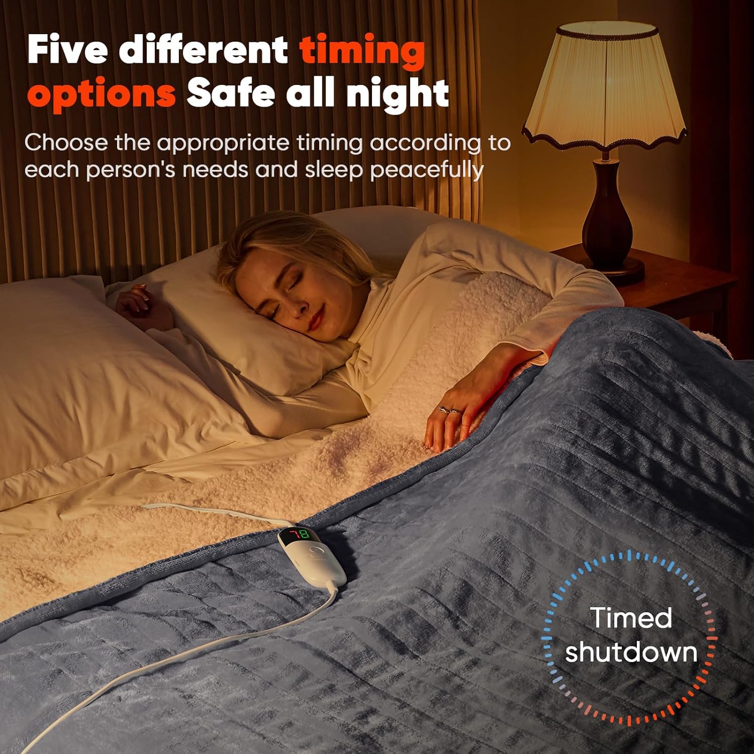 Heated Blanket Electric Throw 50"X60", Heating Blanket with 10 Heat Levels 8 Hours Auto-Off Overheat Protection, Fall & Winter Lap Office Chair Blanket Dorm Room, Grandma Gift,Etl Misty Grey