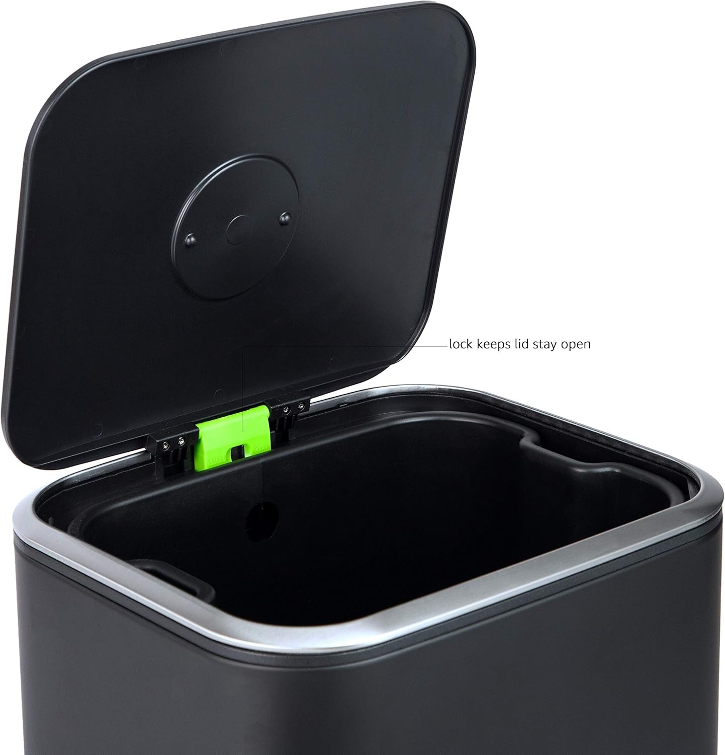 Rectangular Metal Trash Can with Soft-Close Foot Pedal, 32 Liter/8.5 Gallon, 14"L X 14"W X 25.3"H, Black