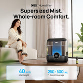 Smart Humidifiers for Bedroom, 6L Top Fill Supersized Cool Mist Humidifier for Large Room, 60 Hour Runtime, Quiet Ultrasonic Humidifiers for Plants, Baby, Indoor, Home, Night Light, Black