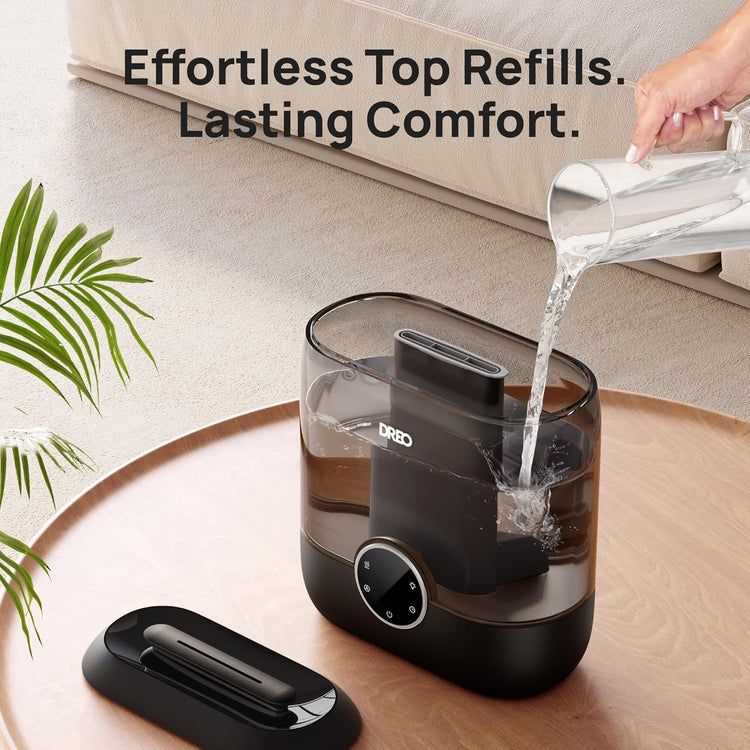 Smart Humidifiers for Bedroom, 6L Top Fill Supersized Cool Mist Humidifier for Large Room, 60 Hour Runtime, Quiet Ultrasonic Humidifiers for Plants, Baby, Indoor, Home, Night Light, Black