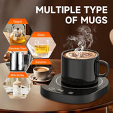 Fast Heating Mug Warmer, LED Display 3 Temperature Settings & 2-12H Timer Candle Wax Warmer, Smart Safety Auto Shut-Off Coffee Cup Warmer Heater Plate for Chocolate Coffee Tea Milk Candle, Black