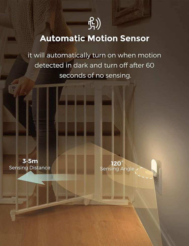 Motion Sensor Night Light, 2Pack, Motion Activated Night Light, Night Lights Plug into Wall Motion Sensor, 3000K Warm White, Adjustable Brightness 30/60LM, for Kids Adults Bathroom Bedroom