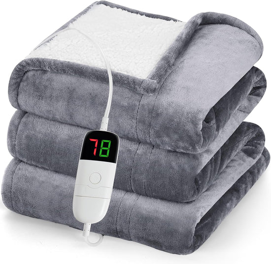 Heated Blanket Electric Throw 50"X60", Heating Blanket with 10 Heat Levels 8 Hours Auto-Off Overheat Protection, Fall & Winter Lap Office Chair Blanket Dorm Room, Grandma Gift,Etl Misty Grey