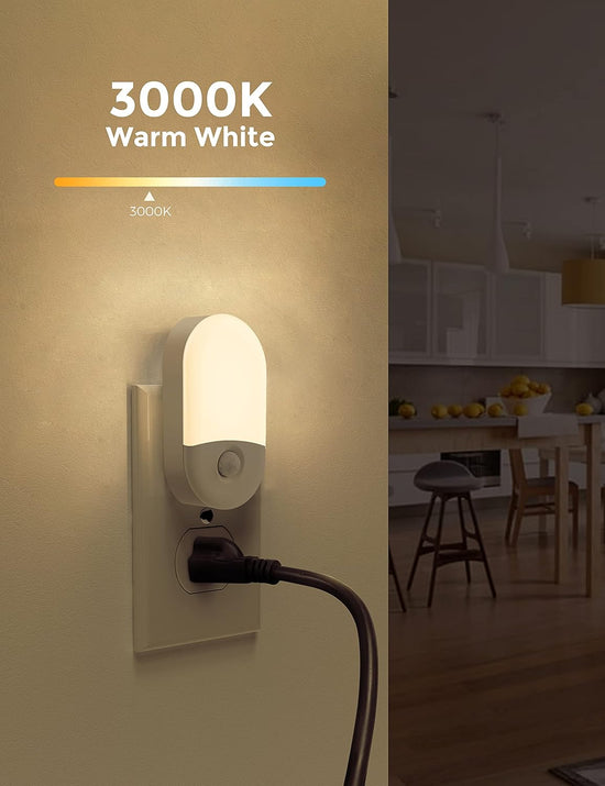 Motion Sensor Night Light, 2Pack, Motion Activated Night Light, Night Lights Plug into Wall Motion Sensor, 3000K Warm White, Adjustable Brightness 30/60LM, for Kids Adults Bathroom Bedroom