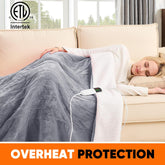 Heated Blanket Electric Throw 50"X60", Heating Blanket with 10 Heat Levels 8 Hours Auto-Off Overheat Protection, Fall & Winter Lap Office Chair Blanket Dorm Room, Grandma Gift,Etl Misty Grey
