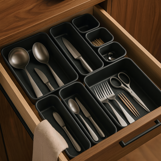 8-Piece Multi-Size Drawer Organizer Set – Durable, Stackable & Space-Saving