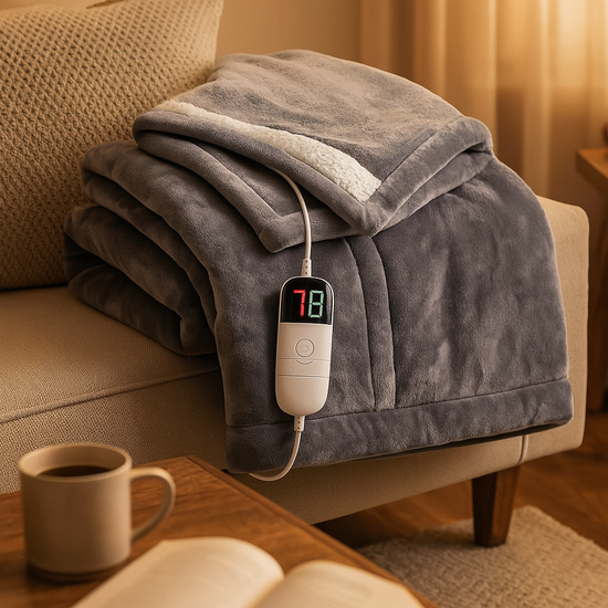 Heated Blanket – Flannel & Sherpa, 10 Heat Settings, Auto Timer & Overheat Protection