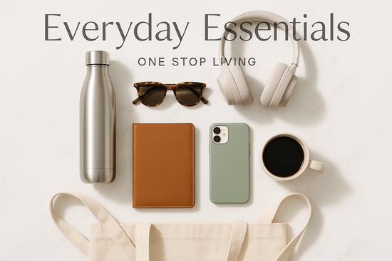 now add the words "Everyday Essentials" and "One Stop Living"